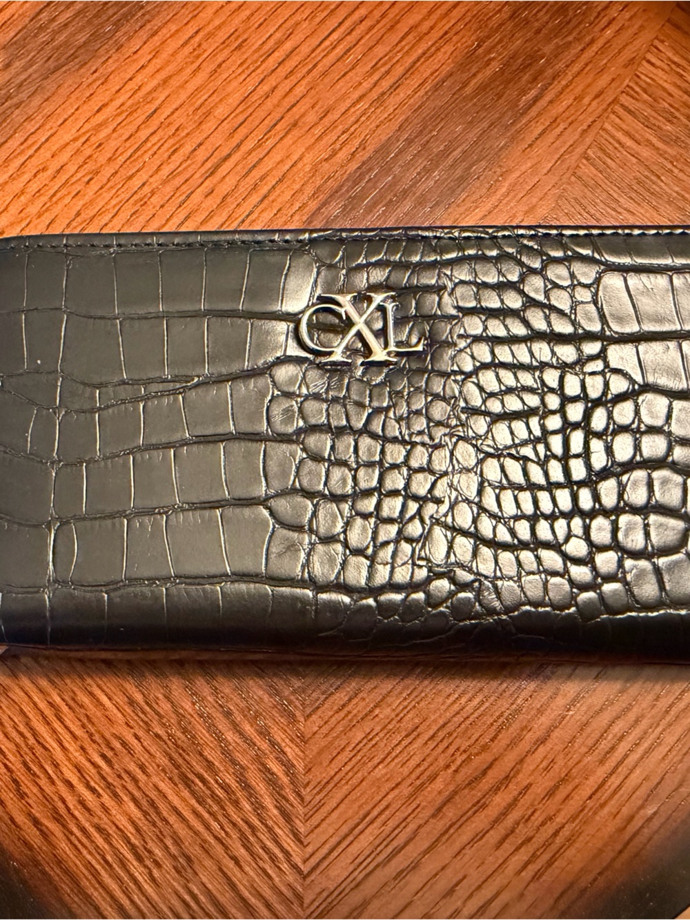 Christian Lacroix Black Zip-Around Wallet with Patterned Interior